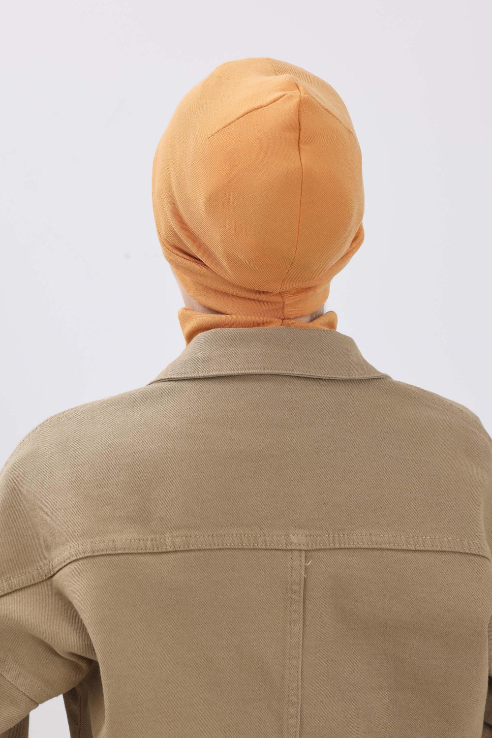 Soft Polyviscose Inner Turban Bonnet for Women, Easy Wear Instant Turban Bonnet, Soft Plain Color Ribbed Winter Chemo Headwear,B-37RB Orange