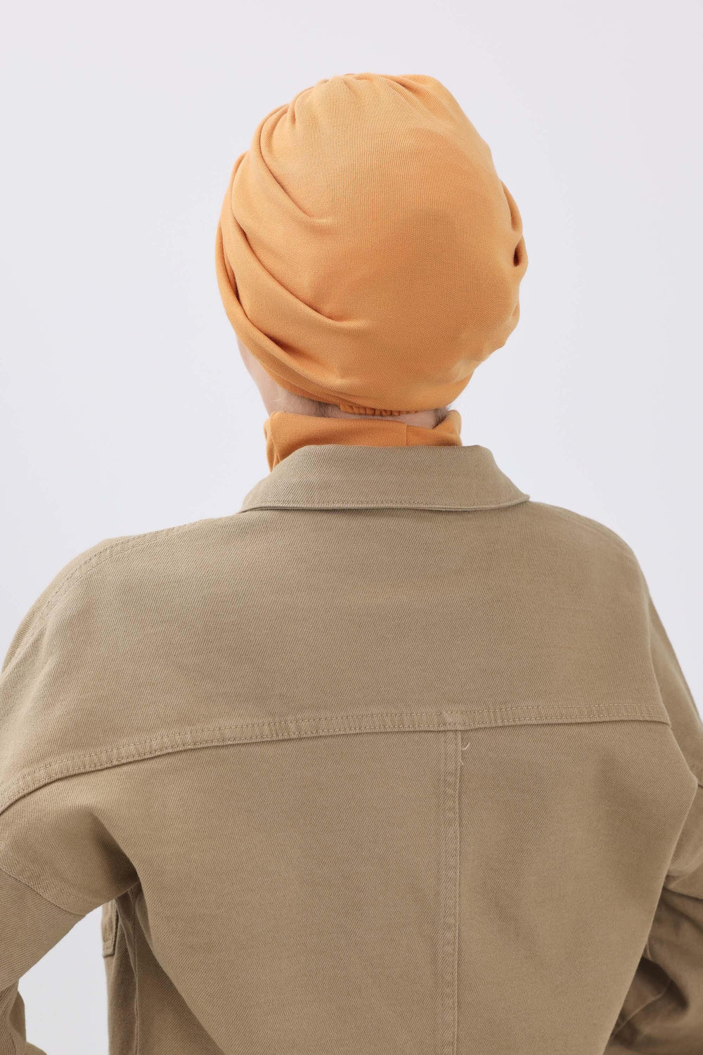 Cozy Stretch Ribbed Winter Turban for Cancer Patients, Easy-Wear Instant Turban Hijab, Soft Chemo Headscarf for Women,B-68RB Orange