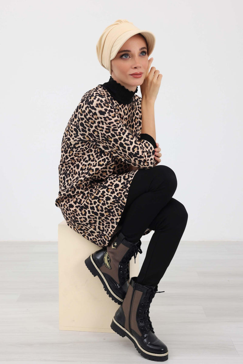 Stylish Visor Hijab Turban for Winter, Ribbed Polyviscose Instant Turban Bonnet for Women, Warm Winter Turban with Built-In Visor,B-73IV