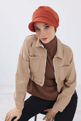 Chic Winter Visor Turban Hat for Women, Warm Ribbed Polyviscose Headwrap, Fashionable Polyviscose Headwrap for Winter,B-73RB