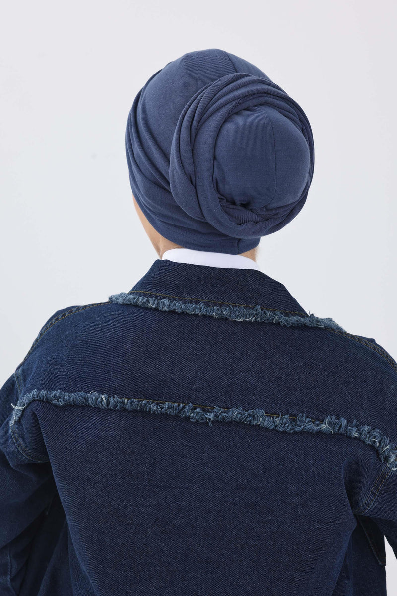 Seamless Winter Turban Bonnet with Integrated Scarf, Cozy Ribbed Headwrap for Women, Stylish Instant Turban Bonnet for Women,B-81RB