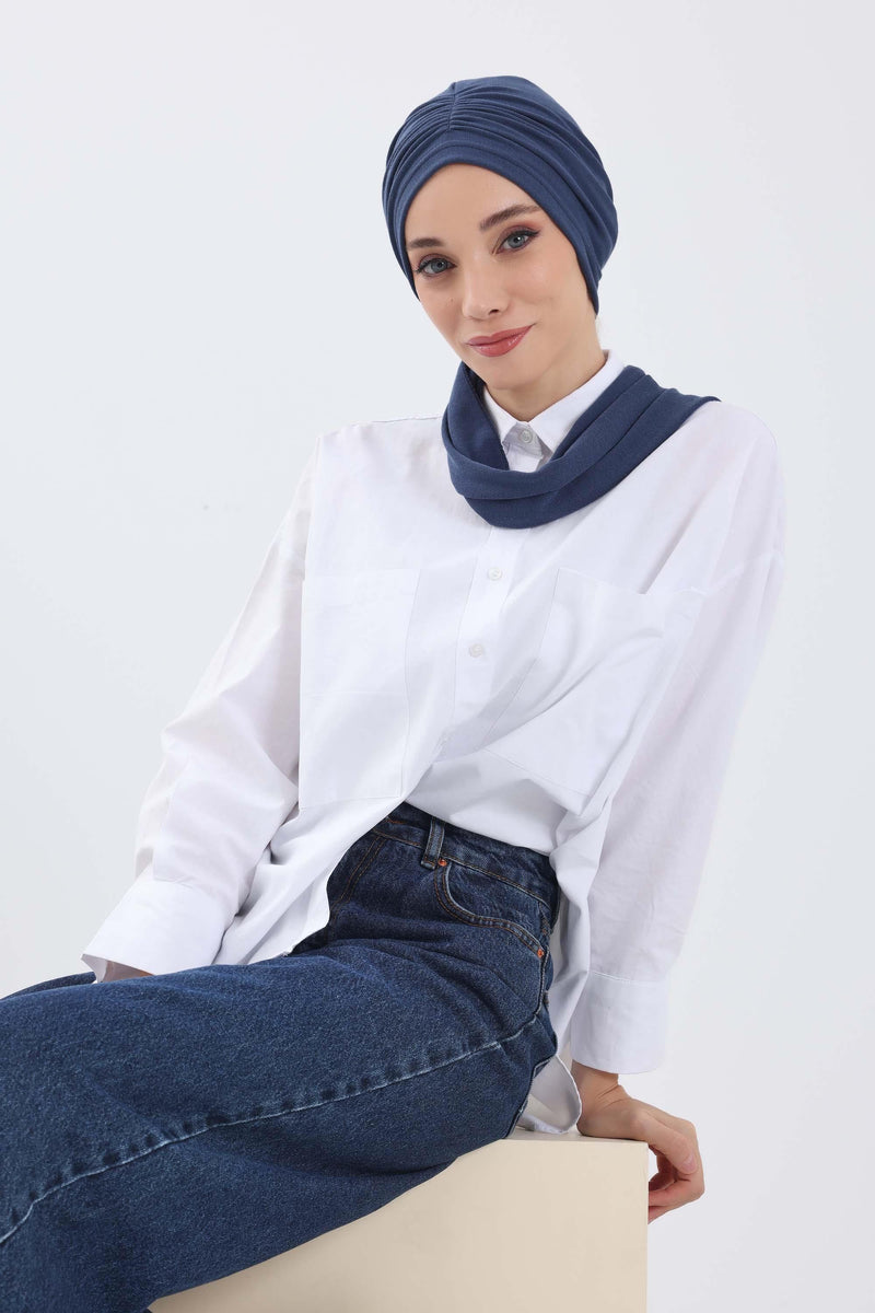 Seamless Winter Turban Bonnet with Integrated Scarf, Cozy Ribbed Headwrap for Women, Stylish Instant Turban Bonnet for Women,B-81RB