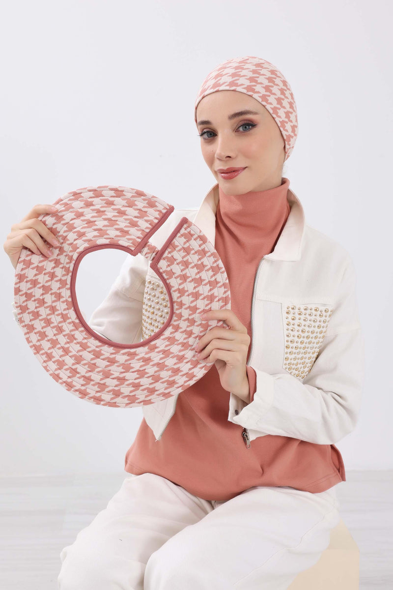 قبعة شمس بنمط جلد النمر ونقشة المربعات مع حاجب مطاطي قابل للفصل، غطاء رأس واقي من الشمس للنساء، S-3DIV