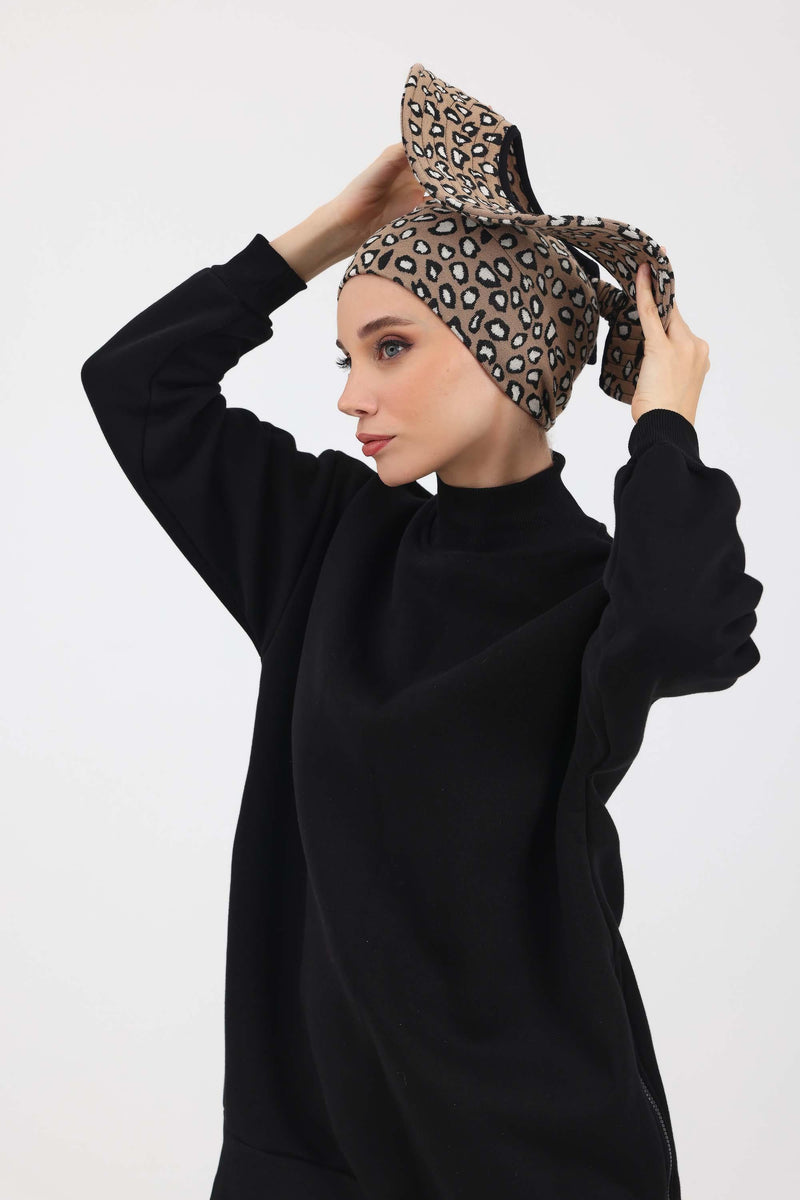 قبعة شمس بنمط جلد النمر ونقشة المربعات مع حاجب مطاطي قابل للفصل، غطاء رأس واقي من الشمس للنساء، S-3DIV