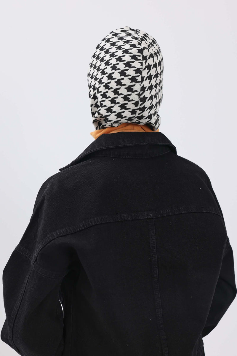 Stylish Warm Turban Bonnet with Houndstooth & Leopard Patterns, Thick Winter Printed Turban Bonnet Cap for Women,TB-5DIV