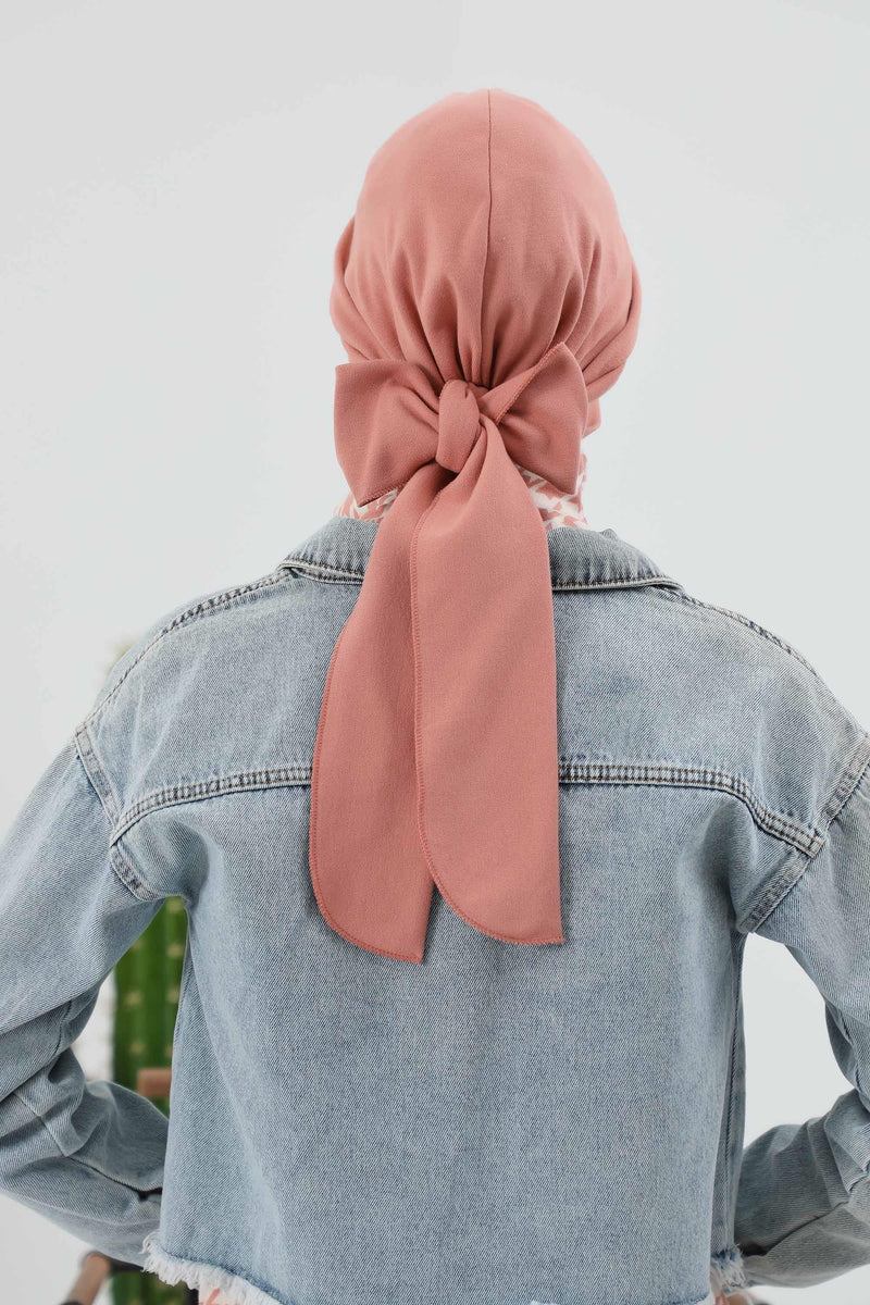 غطاء رأس شتوي أنيق مع حزام ربط خلفي، غطاء رأس من البولي فيسكوز المضلع الناعم للمواسم الباردة، عمامة فورية دافئة برباط خلفي، B-31RB