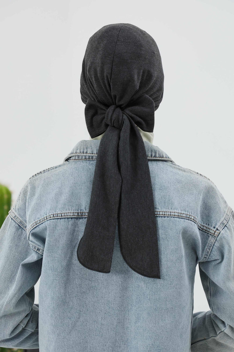 غطاء رأس شتوي أنيق مع حزام ربط خلفي، غطاء رأس من البولي فيسكوز المضلع الناعم للمواسم الباردة، عمامة فورية دافئة برباط خلفي، B-31RB