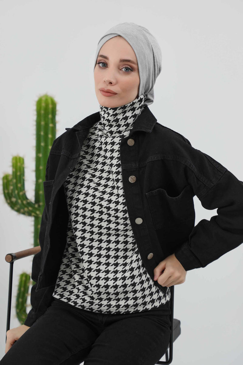 غطاء رأس شتوي أنيق مع حزام ربط خلفي، غطاء رأس من البولي فيسكوز المضلع الناعم للمواسم الباردة، عمامة فورية دافئة برباط خلفي، B-31RB