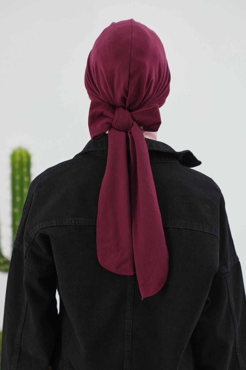 غطاء رأس شتوي أنيق مع حزام ربط خلفي، غطاء رأس من البولي فيسكوز المضلع الناعم للمواسم الباردة، عمامة فورية دافئة برباط خلفي، B-31RB