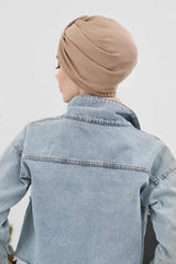 Fashionable Instant Turban Bonnet for Women, Warm Winter Chemo Headwear, Easy Wrap Stylish Winter Bonnet Cap,B-68IV Sand Brown