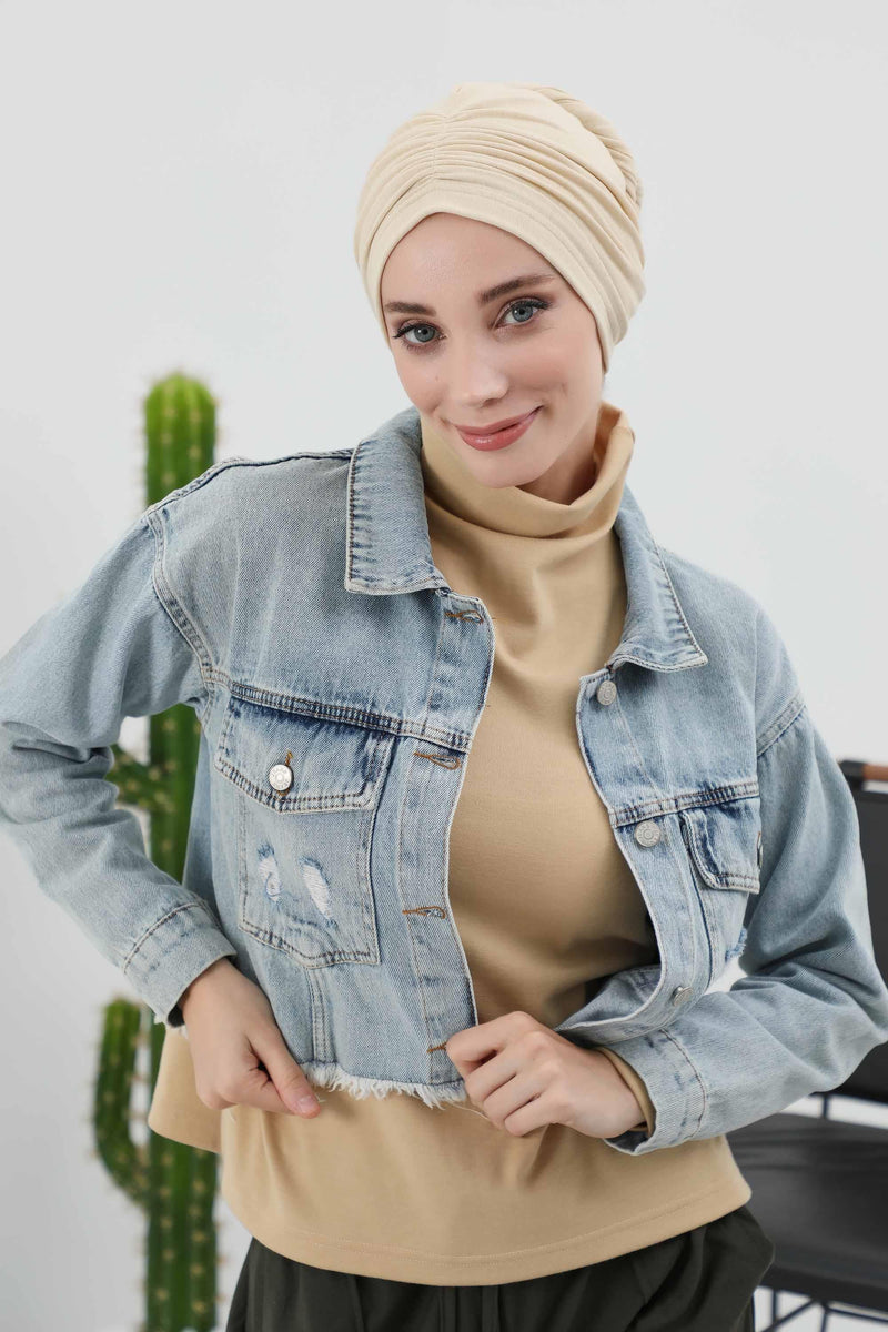 Seamless Winter Turban Bonnet with Integrated Scarf, Cozy Ribbed Headwrap for Women, Stylish Instant Turban Bonnet for Women,B-81RB