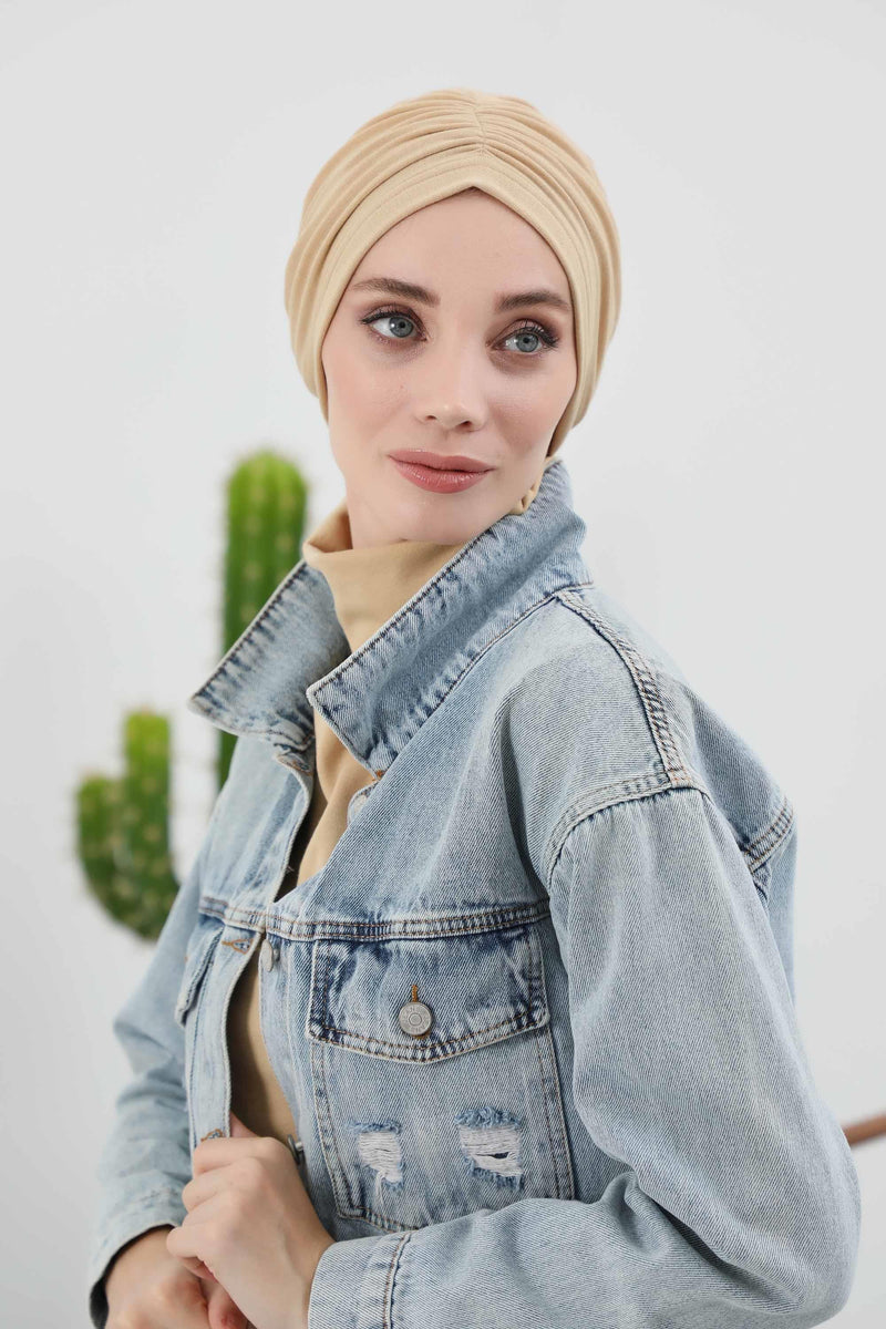 Seamless Winter Turban Bonnet with Integrated Scarf, Cozy Ribbed Headwrap for Women, Stylish Instant Turban Bonnet for Women,B-81RB