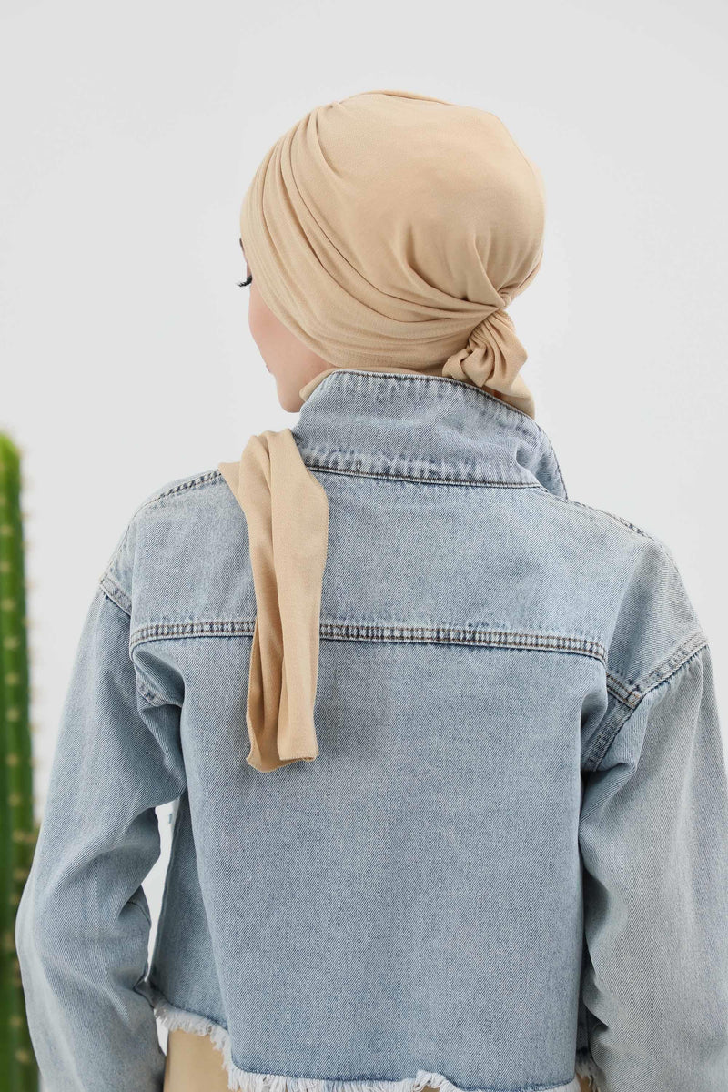 Seamless Winter Turban Bonnet with Integrated Scarf, Cozy Ribbed Headwrap for Women, Stylish Instant Turban Bonnet for Women,B-81RB