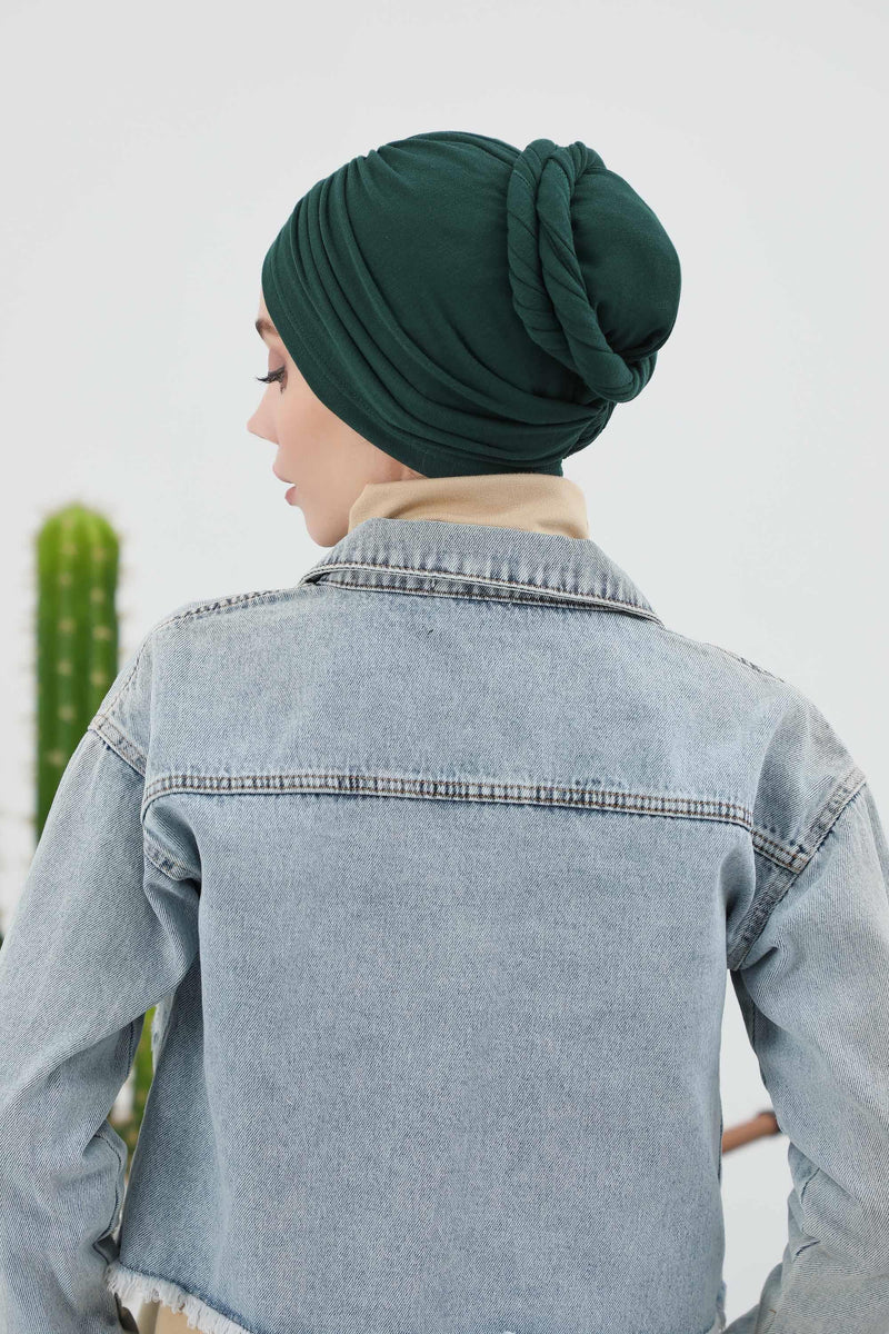 Seamless Winter Turban Bonnet with Integrated Scarf, Cozy Ribbed Headwrap for Women, Stylish Instant Turban Bonnet for Women,B-81RB