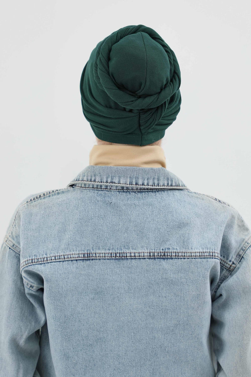 Seamless Winter Turban Bonnet with Integrated Scarf, Cozy Ribbed Headwrap for Women, Stylish Instant Turban Bonnet for Women,B-81RB