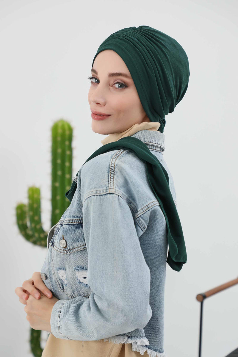 Seamless Winter Turban Bonnet with Integrated Scarf, Cozy Ribbed Headwrap for Women, Stylish Instant Turban Bonnet for Women,B-81RB