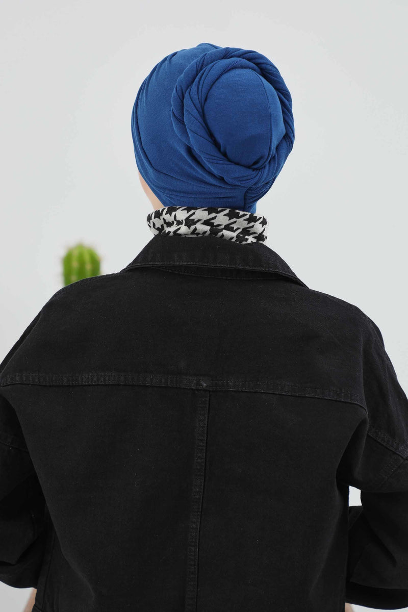 Seamless Winter Turban Bonnet with Integrated Scarf, Cozy Ribbed Headwrap for Women, Stylish Instant Turban Bonnet for Women,B-81RB