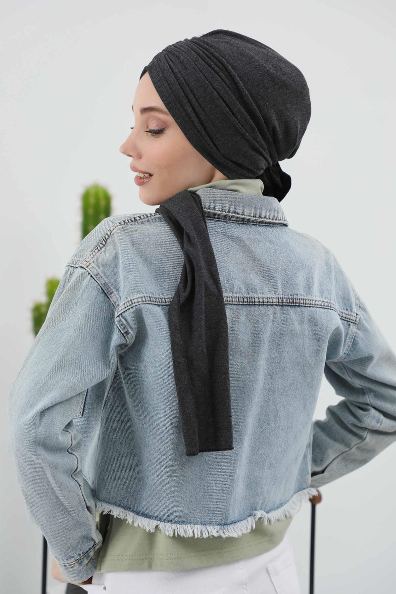 Seamless Winter Turban Bonnet with Integrated Scarf, Cozy Ribbed Headwrap for Women, Stylish Instant Turban Bonnet for Women,B-81RB