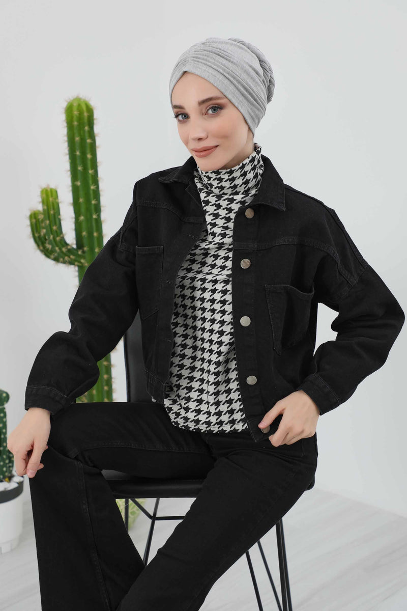 Seamless Winter Turban Bonnet with Integrated Scarf, Cozy Ribbed Headwrap for Women, Stylish Instant Turban Bonnet for Women,B-81RB