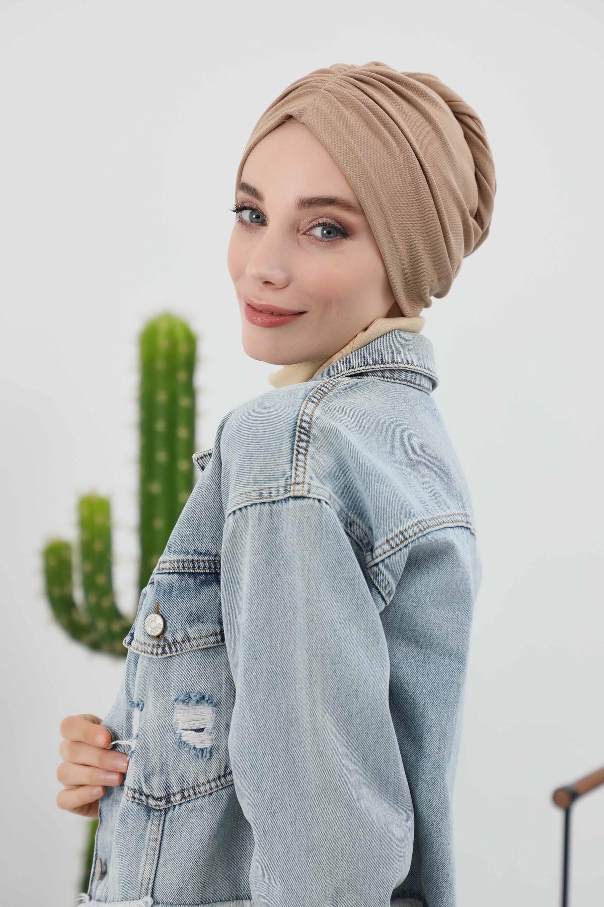 Elegant Winter Turban Bonnet, Cozy Polyviscose Interlock Headwrap for All-Day Comfort, Comfortable Lycra Blend Headwear for Women,B-81IV Sand Brown