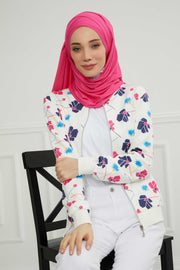 95% Cotton Adjustable Hijab Shawl, Easy to Wear Shawl Head Scarf for Women for Everyday Elegance, Instant Shawl for Modest Fashion,CPS-31 Fuchsia