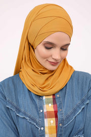 95% Cotton Adjustable Hijab Shawl, Easy to Wear Shawl Head Scarf for Women for Everyday Elegance, Instant Shawl for Modest Fashion,CPS-31 Mustard Yellow