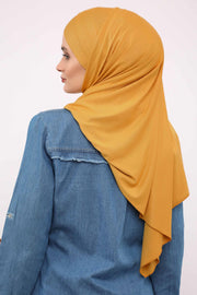 95% Cotton Adjustable Hijab Shawl, Easy to Wear Shawl Head Scarf for Women for Everyday Elegance, Instant Shawl for Modest Fashion,CPS-31 Mustard Yellow