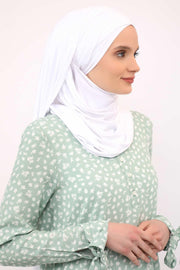 95% Cotton Adjustable Hijab Shawl, Easy to Wear Shawl Head Scarf for Women for Everyday Elegance, Instant Shawl for Modest Fashion,CPS-31 White