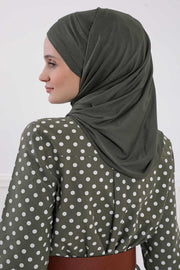 95% Cotton Adjustable Hijab Shawl, Easy to Wear Shawl Head Scarf for Women for Everyday Elegance, Instant Shawl for Modest Fashion,CPS-31 Army Green
