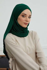 95% Cotton Adjustable Hijab Shawl, Easy to Wear Shawl Head Scarf for Women for Everyday Elegance, Instant Shawl for Modest Fashion,CPS-31 Green