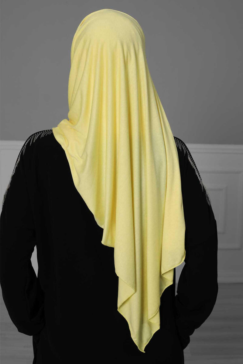 95% Cotton Adjustable Hijab Shawl, Easy to Wear Shawl Head Scarf for Women for Everyday Elegance, Instant Shawl for Modest Fashion,CPS-31 Yellow