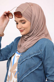 95% Cotton Adjustable Hijab Shawl, Easy to Wear Shawl Head Scarf for Women for Everyday Elegance, Instant Shawl for Modest Fashion,CPS-31 Mink