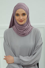 95% Cotton Adjustable Hijab Shawl, Easy to Wear Shawl Head Scarf for Women for Everyday Elegance, Instant Shawl for Modest Fashion,CPS-31 Lilac