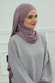 95% Cotton Adjustable Hijab Shawl, Easy to Wear Shawl Head Scarf for Women for Everyday Elegance, Instant Shawl for Modest Fashion,CPS-31 Lilac