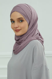 95% Cotton Adjustable Hijab Shawl, Easy to Wear Shawl Head Scarf for Women for Everyday Elegance, Instant Shawl for Modest Fashion,CPS-31 Lilac