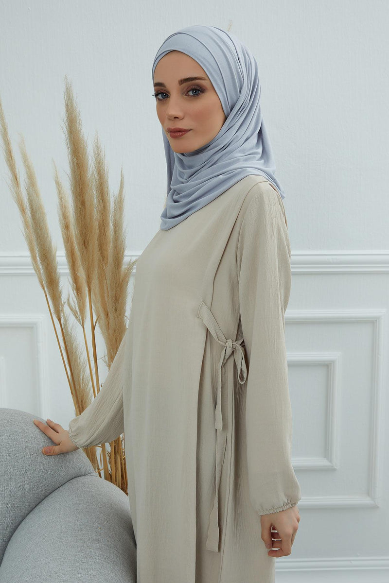 95% Cotton Adjustable Hijab Shawl, Easy to Wear Shawl Head Scarf for Women for Everyday Elegance, Instant Shawl for Modest Fashion,CPS-31 Grey 2