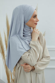 95% Cotton Adjustable Hijab Shawl, Easy to Wear Shawl Head Scarf for Women for Everyday Elegance, Instant Shawl for Modest Fashion,CPS-31 Grey 2