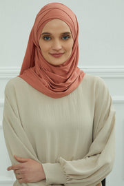 95% Cotton Adjustable Hijab Shawl, Easy to Wear Shawl Head Scarf for Women for Everyday Elegance, Instant Shawl for Modest Fashion,CPS-31 Salmon