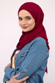 95% Cotton Adjustable Hijab Shawl, Easy to Wear Shawl Head Scarf for Women for Everyday Elegance, Instant Shawl for Modest Fashion,CPS-31 Maroon