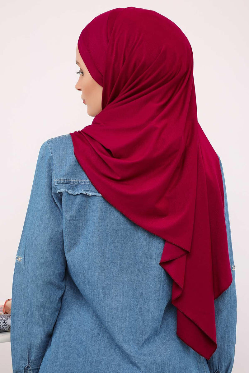 95% Cotton Adjustable Hijab Shawl, Easy to Wear Shawl Head Scarf for Women for Everyday Elegance, Instant Shawl for Modest Fashion,CPS-31 Maroon