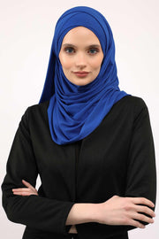 95% Cotton Adjustable Hijab Shawl, Easy to Wear Shawl Head Scarf for Women for Everyday Elegance, Instant Shawl for Modest Fashion,CPS-31 Sax Blue