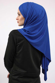 95% Cotton Adjustable Hijab Shawl, Easy to Wear Shawl Head Scarf for Women for Everyday Elegance, Instant Shawl for Modest Fashion,CPS-31 Sax Blue