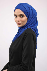 95% Cotton Adjustable Hijab Shawl, Easy to Wear Shawl Head Scarf for Women for Everyday Elegance, Instant Shawl for Modest Fashion,CPS-31 Sax Blue