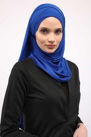 95% Cotton Adjustable Hijab Shawl, Easy to Wear Shawl Head Scarf for Women for Everyday Elegance, Instant Shawl for Modest Fashion,CPS-31 Sax Blue