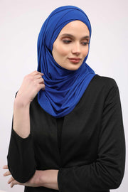 95% Cotton Adjustable Hijab Shawl, Easy to Wear Shawl Head Scarf for Women for Everyday Elegance, Instant Shawl for Modest Fashion,CPS-31 Sax Blue