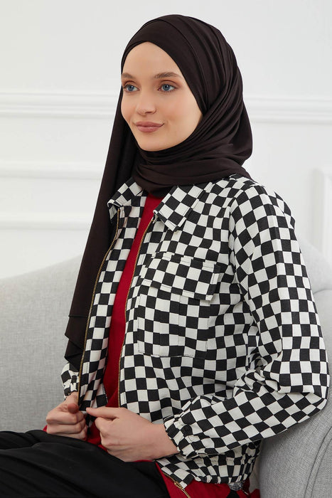 شال حجاب قابل للتعديل من القطن بنسبة 95%، وشاح رأس شال سهل الارتداء للنساء للأناقة اليومية، شال فوري للأزياء البسيطة، CPS-31