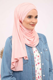 95% Cotton Adjustable Hijab Shawl, Easy to Wear Shawl Head Scarf for Women for Everyday Elegance, Instant Shawl for Modest Fashion,CPS-31 Powder