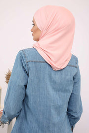 95% Cotton Adjustable Hijab Shawl, Easy to Wear Shawl Head Scarf for Women for Everyday Elegance, Instant Shawl for Modest Fashion,CPS-31 Powder