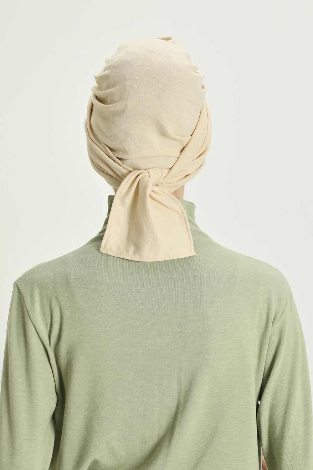 Winter Scarf Turban for Women, Stretch Ribbed Fabric Turban with Scarf, Elegant One-Size Winter Headwear,B-80RB Ivory