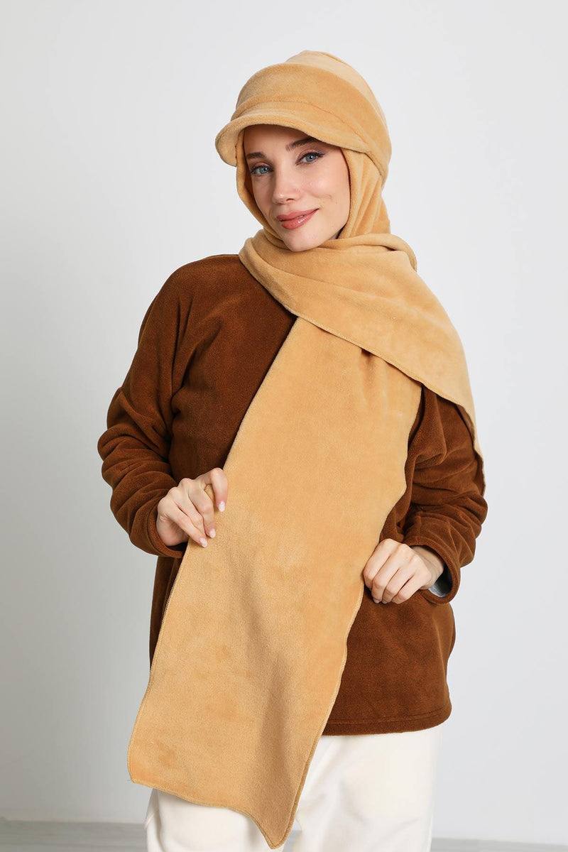 Women's Detachable Visor Fleece Hat with Scarf — Aisha's Design